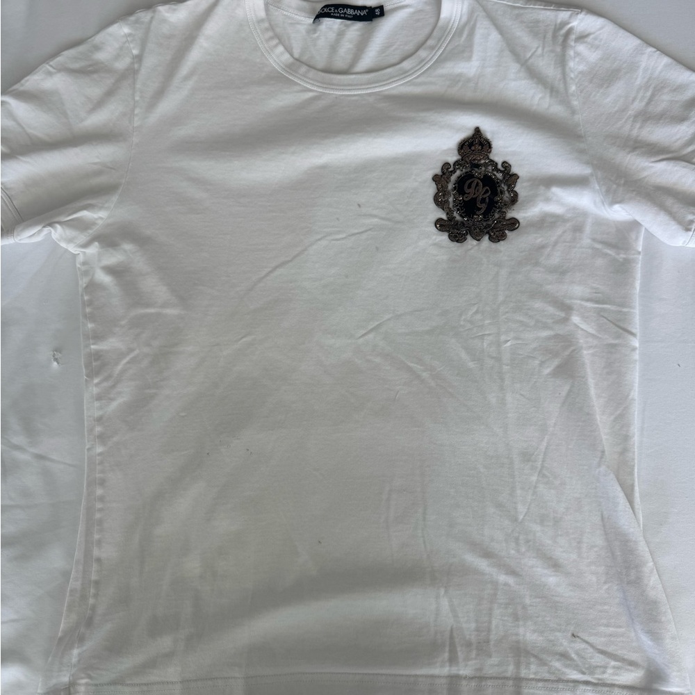 Dolce & Gabbana White Embroidered Men's Shirt heraldic DG logo 100% authentic